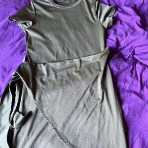 Women’s Olive Short-Sleeve Wrap Dress